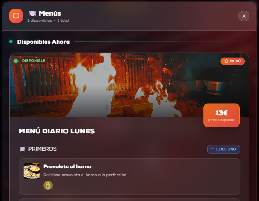 Menús del día programables para restaurantes